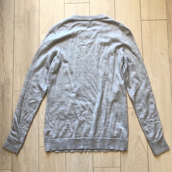 Banana Republic 100% Merino Wool Eyelet Sleeve Light Sweater in Grey Size M - Picture 3 of 11